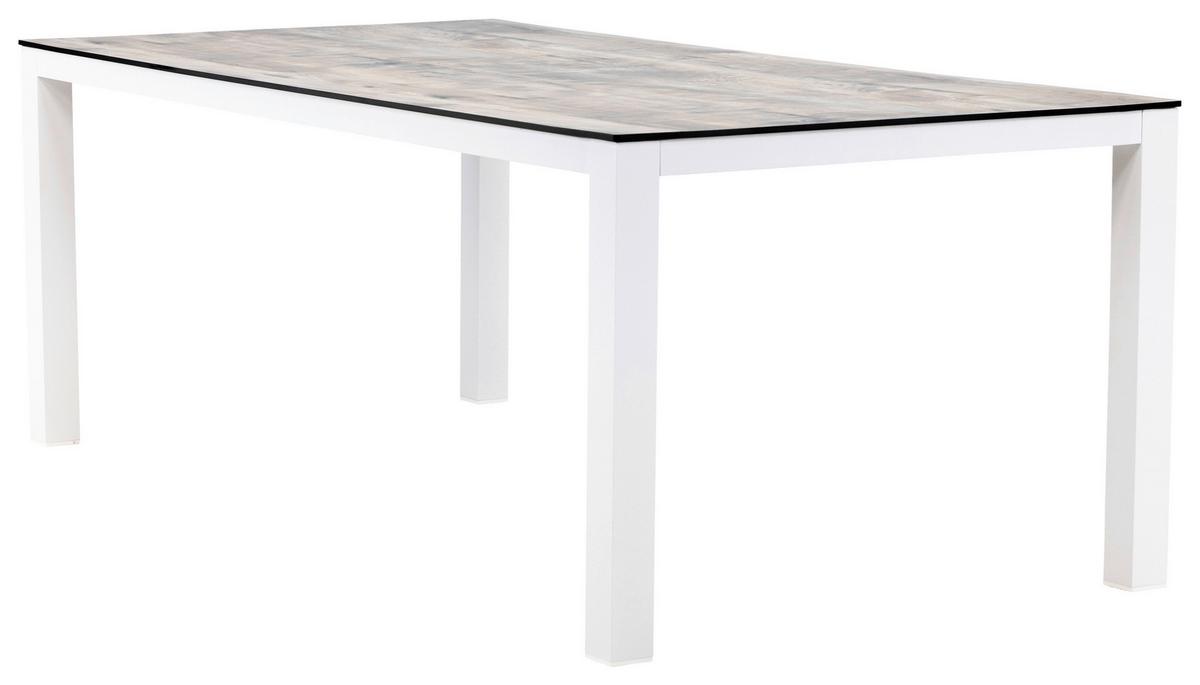 Gartentisch Llama ca. 205x100x75 cm Grau/Weiß - Weiß/Grau, KONVENTIONELL, Kunststoff/Metall (205/100/75cm) - Gardenson