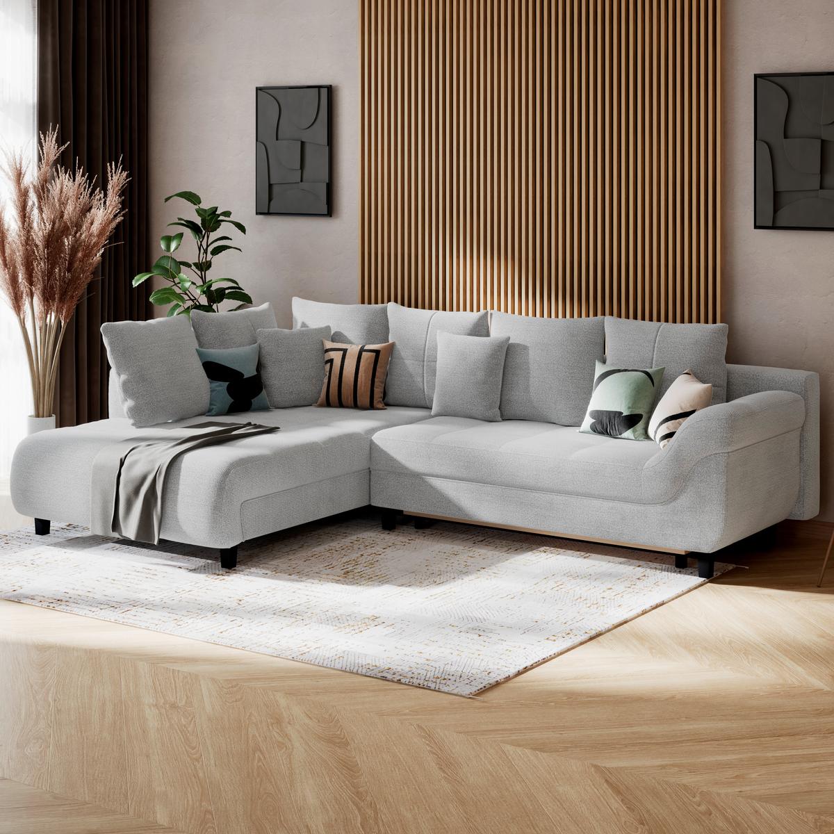 Kutna Garnitura Mendoza - crna/sivo-bež, Konvencionalno, tekstil (197/309cm) - Modern Living