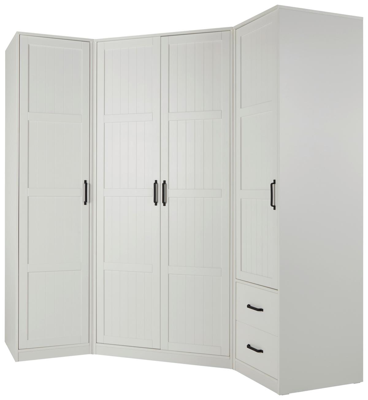 Drehtürenschrank aus Kiefer teilmassiv in Weiss - Weiss/Schwarz, Romantik / Landhaus, Holz/Kunststoff (52/220/60cm) - Mömax