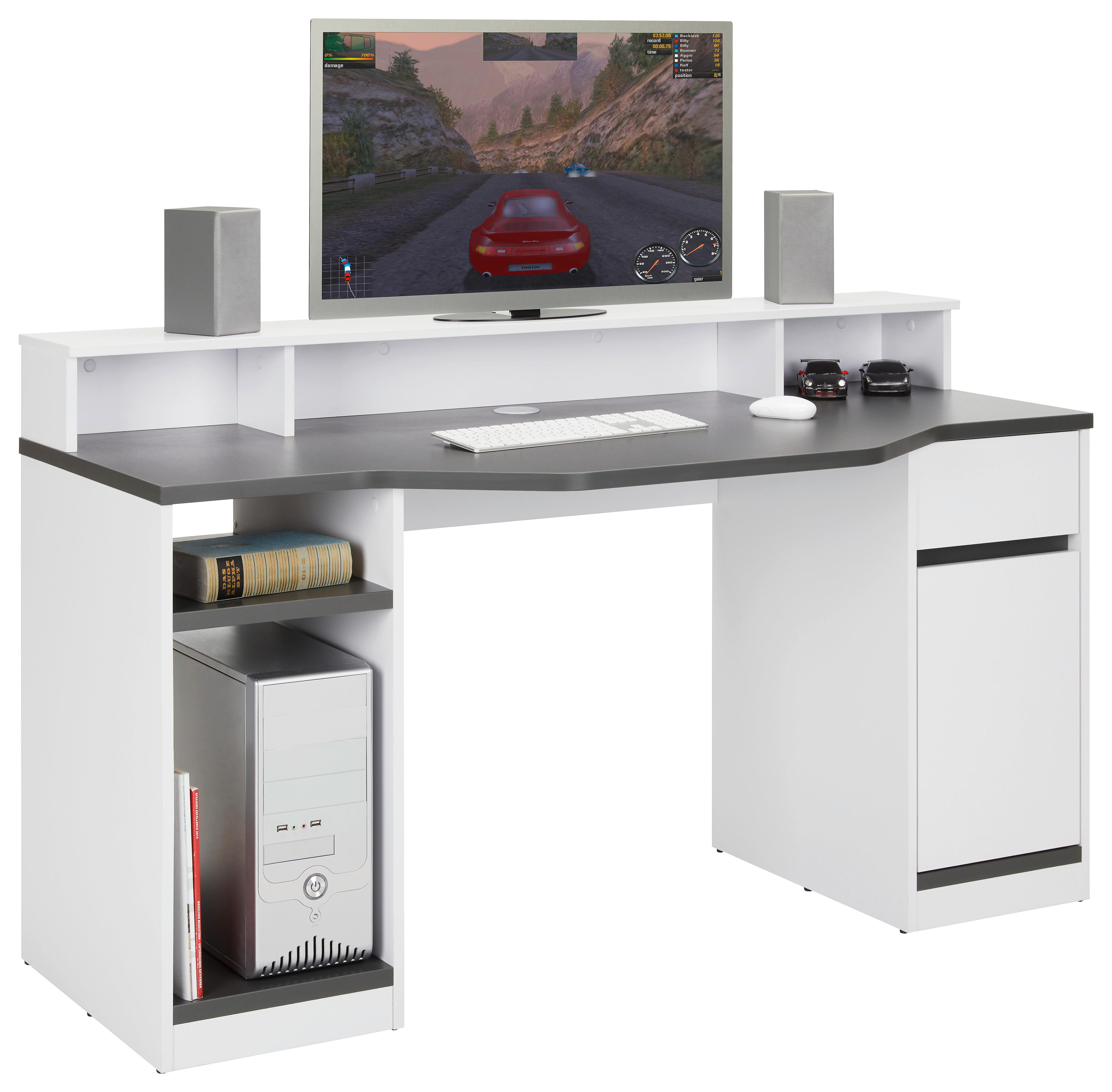 Gaming Tisch in Anthrazit/Weiß - Anthrazit/Weiß, MODERN, Holzwerkstoff (155/92/63cm) - Mömax