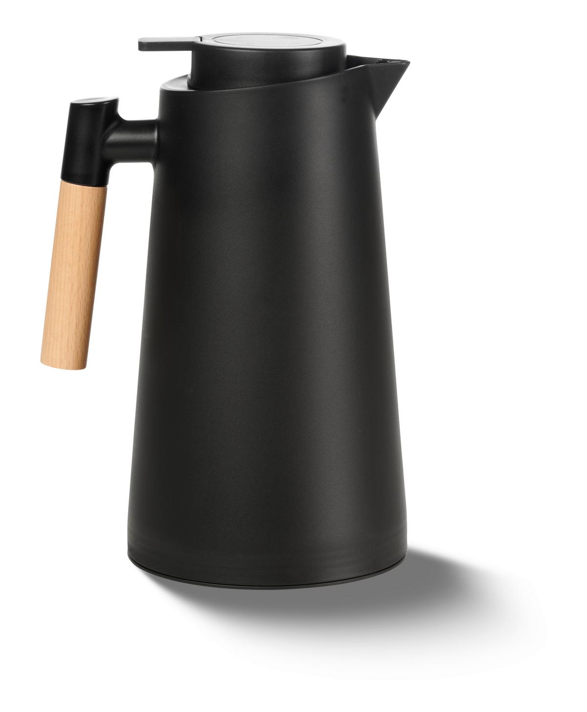 Isolierkanne Magnus Schwarz/Eichefarben - Eichefarben/Schwarz, MODERN, Glas/Holz - Mömax