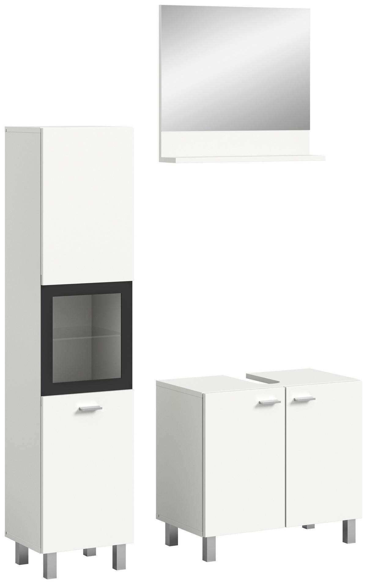Kopalnica Boston, Bela - srebrne barve/bela, Moderno, umetna masa/steklo (87cm) - MID.YOU