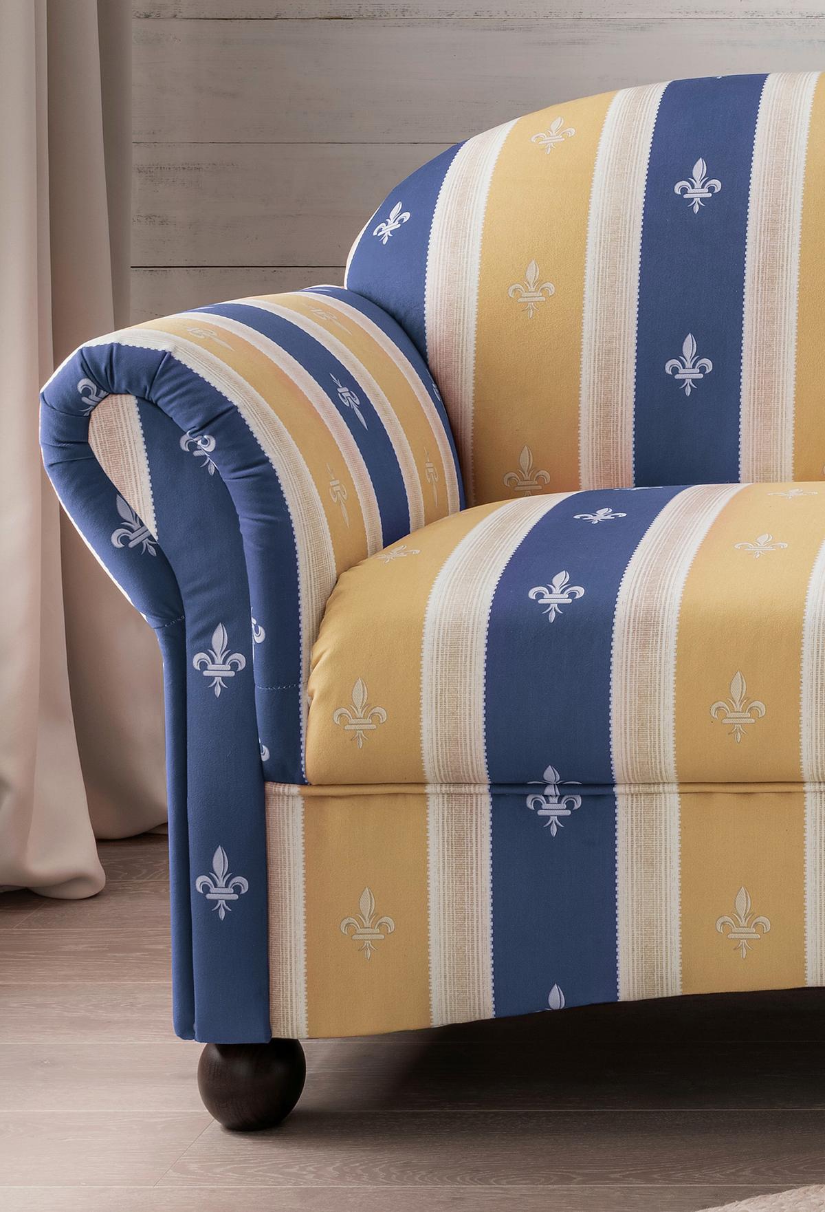 2,5-Sitzer-Sofa Torello Blau Mikrofaser - Blau/Wengefarben, KONVENTIONELL, Holz/Textil (198/84/80cm) - Livetastic