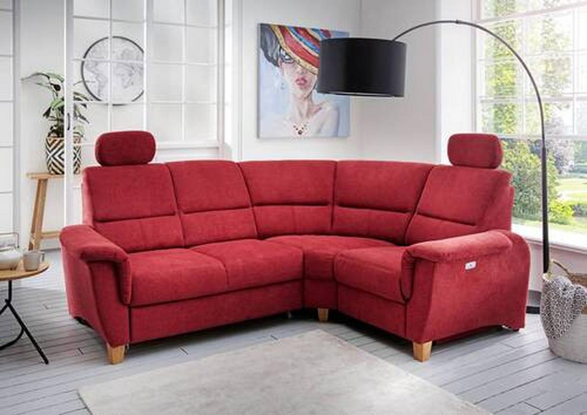 Wohnlandschaft Parole Rot Struktur - Wildeiche/Rot, KONVENTIONELL, Holz/Textil (237/186cm) - Livetastic