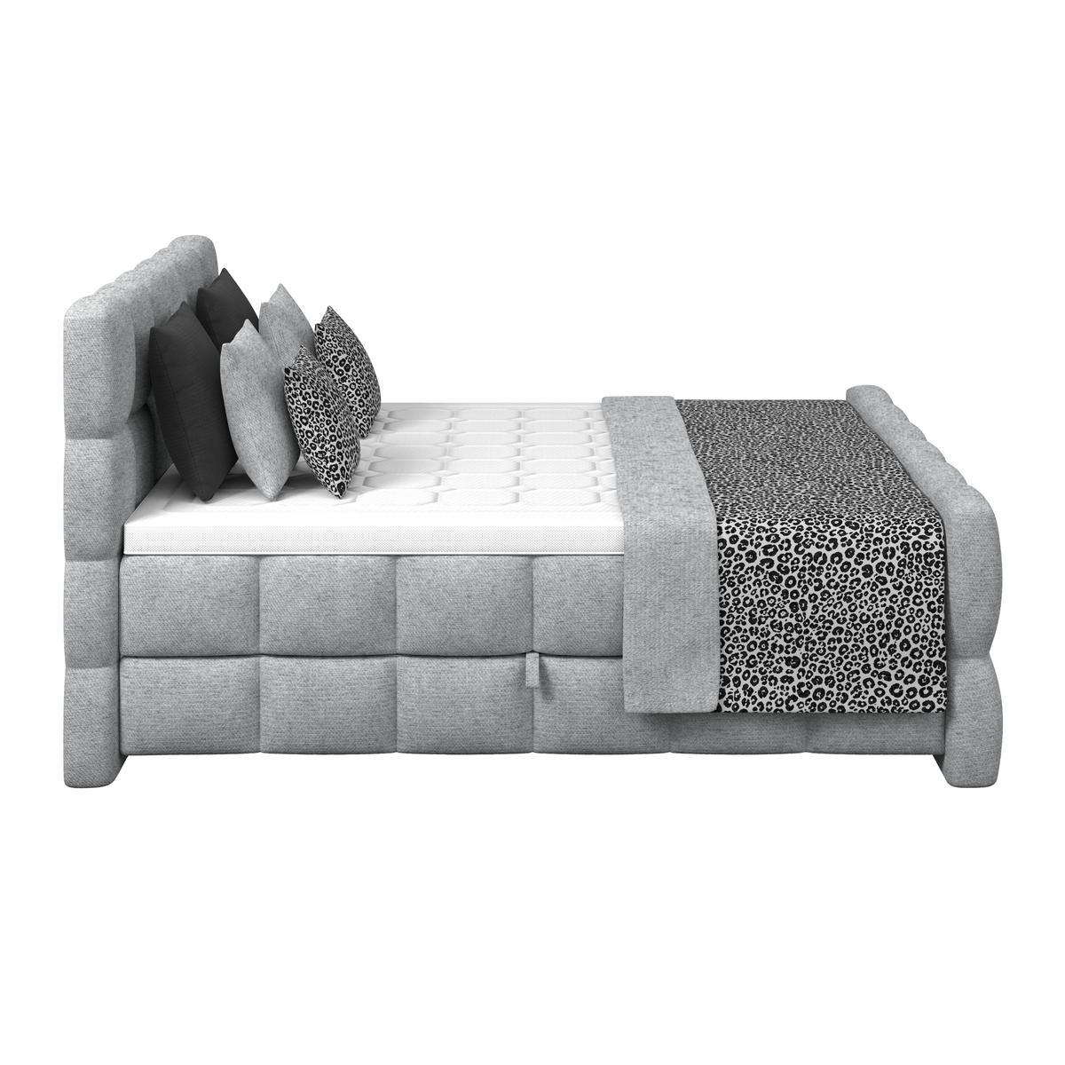 Postelja Boxspring Brisbane, Siva, 160x200 - siva/črna, Trend, kovina/umetna masa (160/200cm) - Premium Living