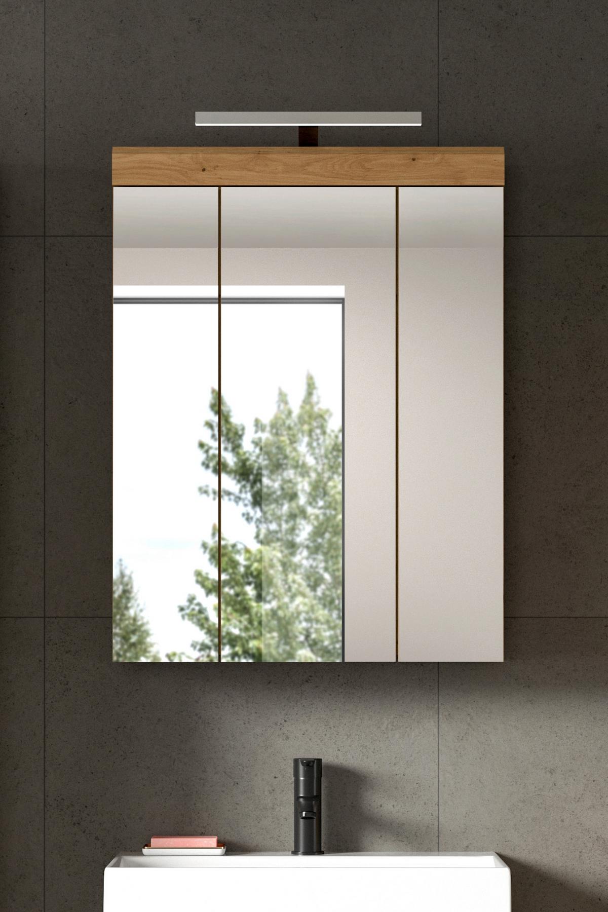Spiegelschrank Eiche Artisan - Eiche Artisan, Trend, Glas/Holzwerkstoff (60/79/18cm) - MID.YOU