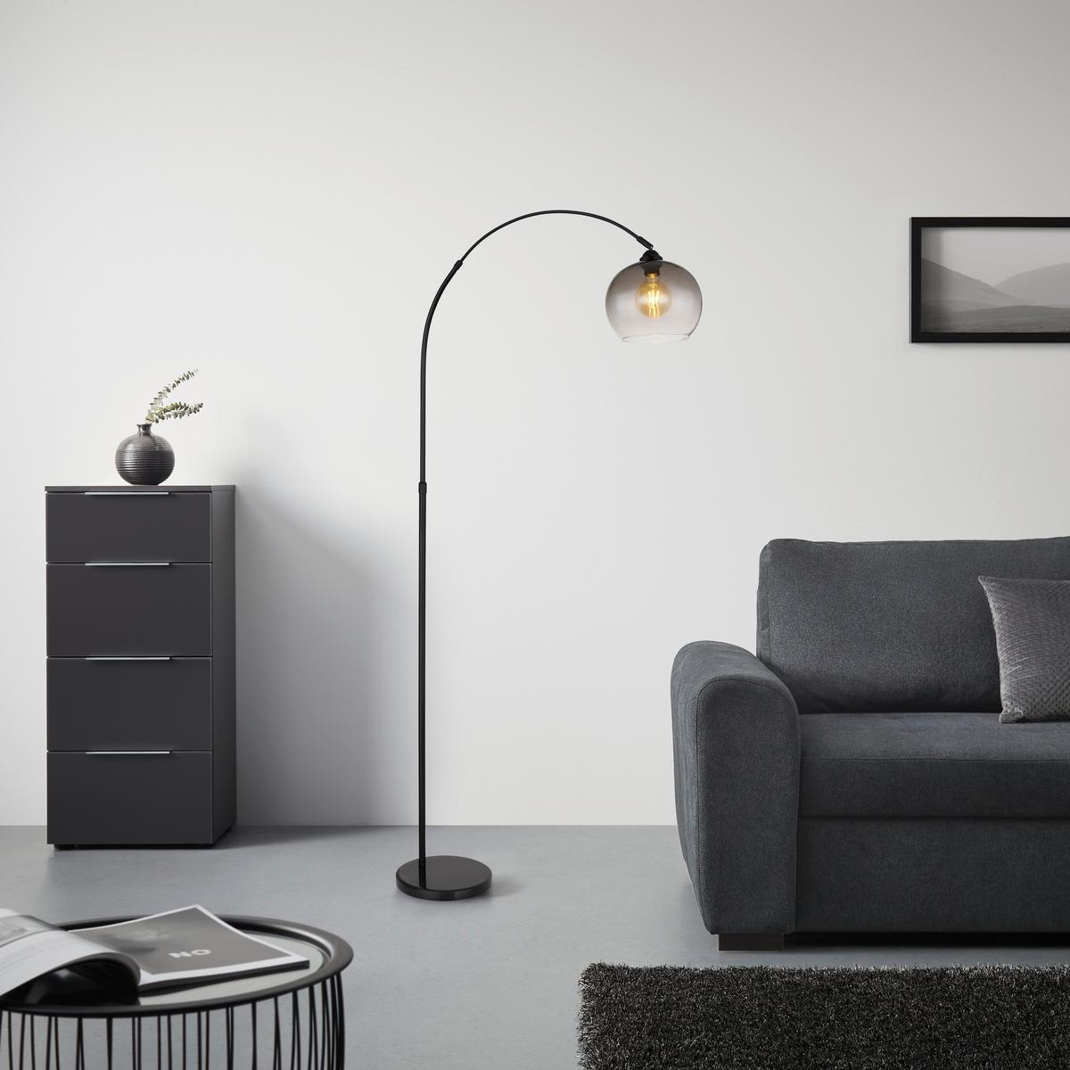 Lampadar ÄMI - negru, Modern, sticlă/metal (96/30/145-196cm) - Mömax