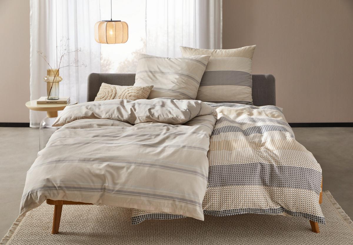 POŚCIEL DWUSTRONNA E-BENNO - beżowy/jasnoszary, Basics, tkanina (135/200cm) - Esprit