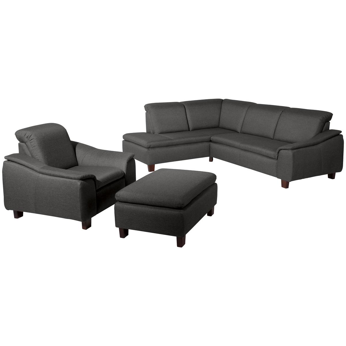 ECKSOFA AARON - Anthrazit/Nussbaumfarben, Design, Holz/Textil (187/247cm) - Max Winzer
