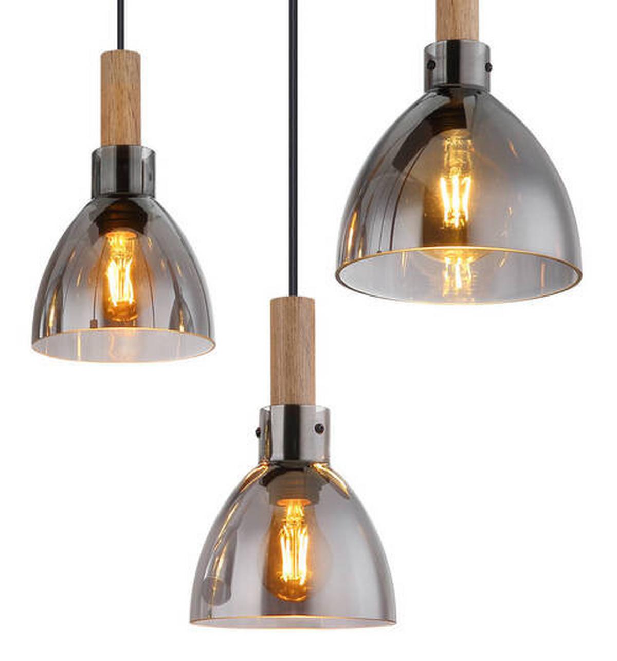 Hängeleuchte Mattea Schwarz max. 6 Watt - Schwarz, Design, Glas/Holzwerkstoff (80/30/120cm) - Globo