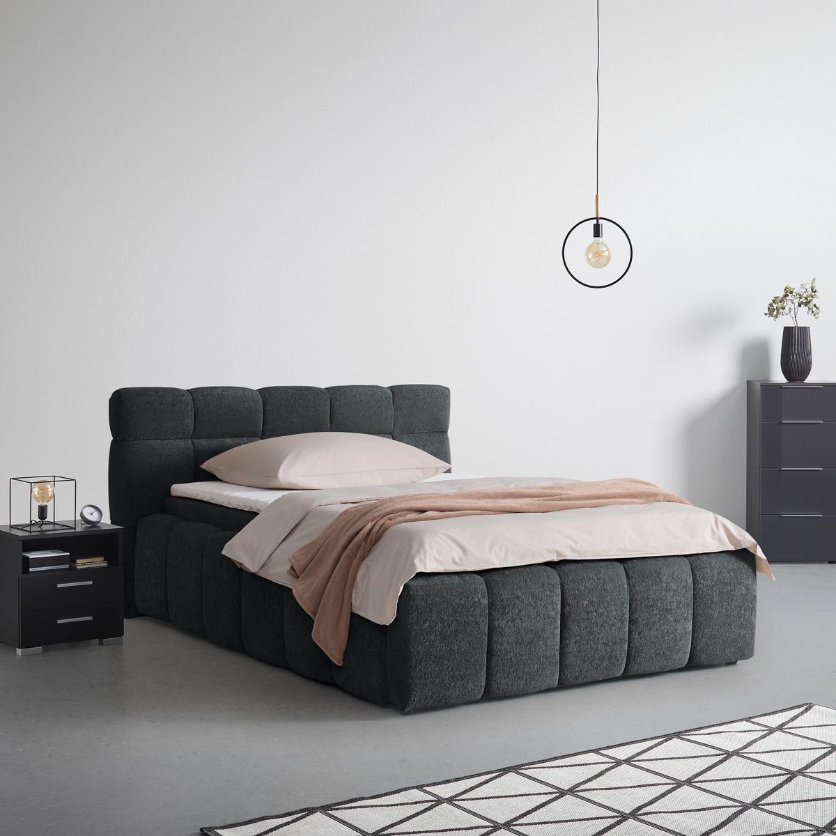 Polsterbett Monte Schwarz Ca. 140x200cm - Schwarz, Konventionell, Kunststoff/Textil (140/200cm) - Based