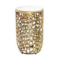 BEISTELLTISCH WL7.524 - Goldfarben, Design, Stein/Metall (30/50/30cm) - Livetastic
