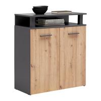 Kommode Montana Anthrazit/Eiche Artisan - Anthrazit/Schwarz, MODERN, Holzwerkstoff/Kunststoff (78/90/38cm) - Mömax