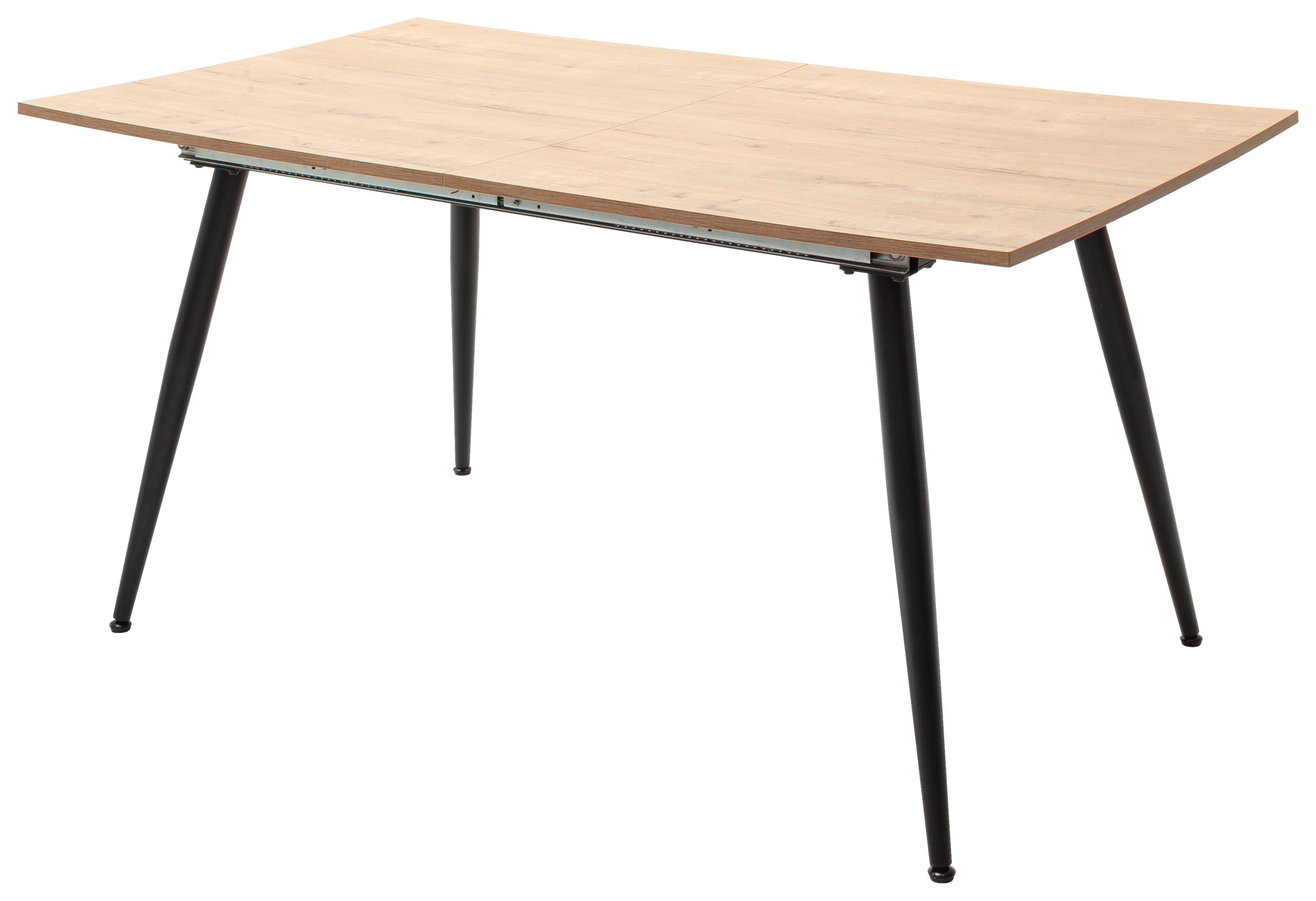 Raztegljiva Jedilna Miza Barbuda, 160-200 X 90 Cm - črna/divji hrast, Moderno, kovina/leseni material (160-200/90/76cm) - MID.YOU