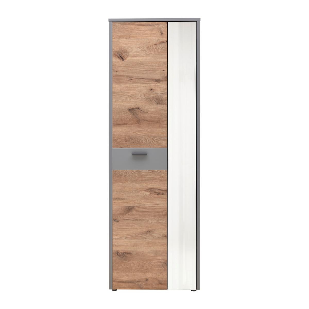 Garderobenschrank Dynamic in Grau/Eichefarben - Wildeiche, MODERN, Holzwerkstoff (65/197/37cm) - Mömax