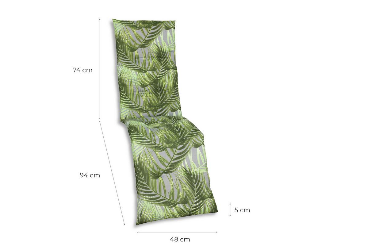 Relaxsesselauflage Grün ca. 48x5x168cm - Grau/Grün, Basics, Textil (48/5/168cm)