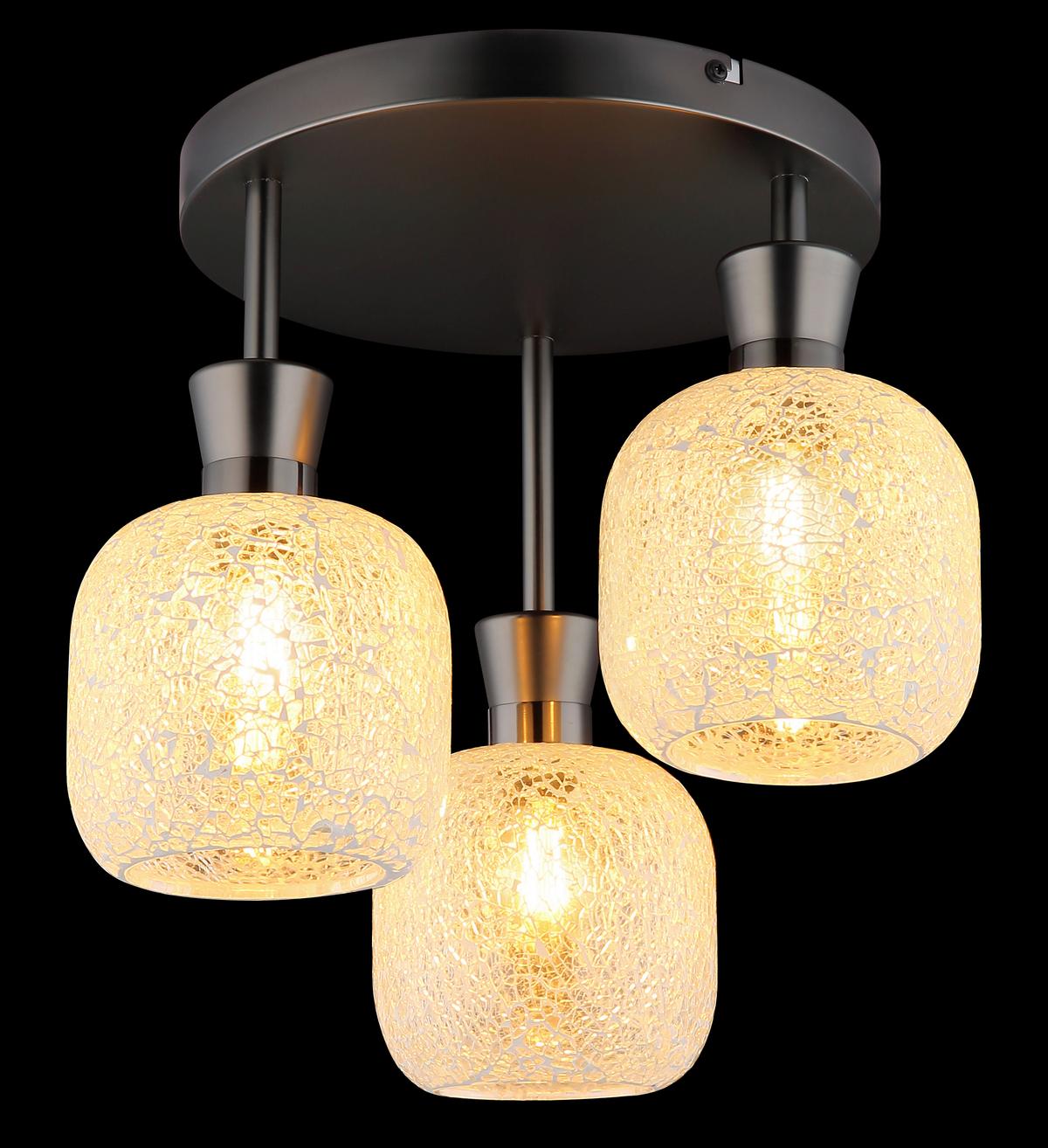 Stropna Svjetiljka Brokana - crni krom/prozirno, Design, staklo/metal (33/30,5cm) - Globo