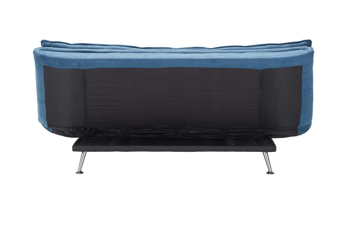 Schlafsofa in Dunkelblau mit Kissen - Silberfarben/Dunkelblau, Holz/Textil (196/92/98cm) - Based