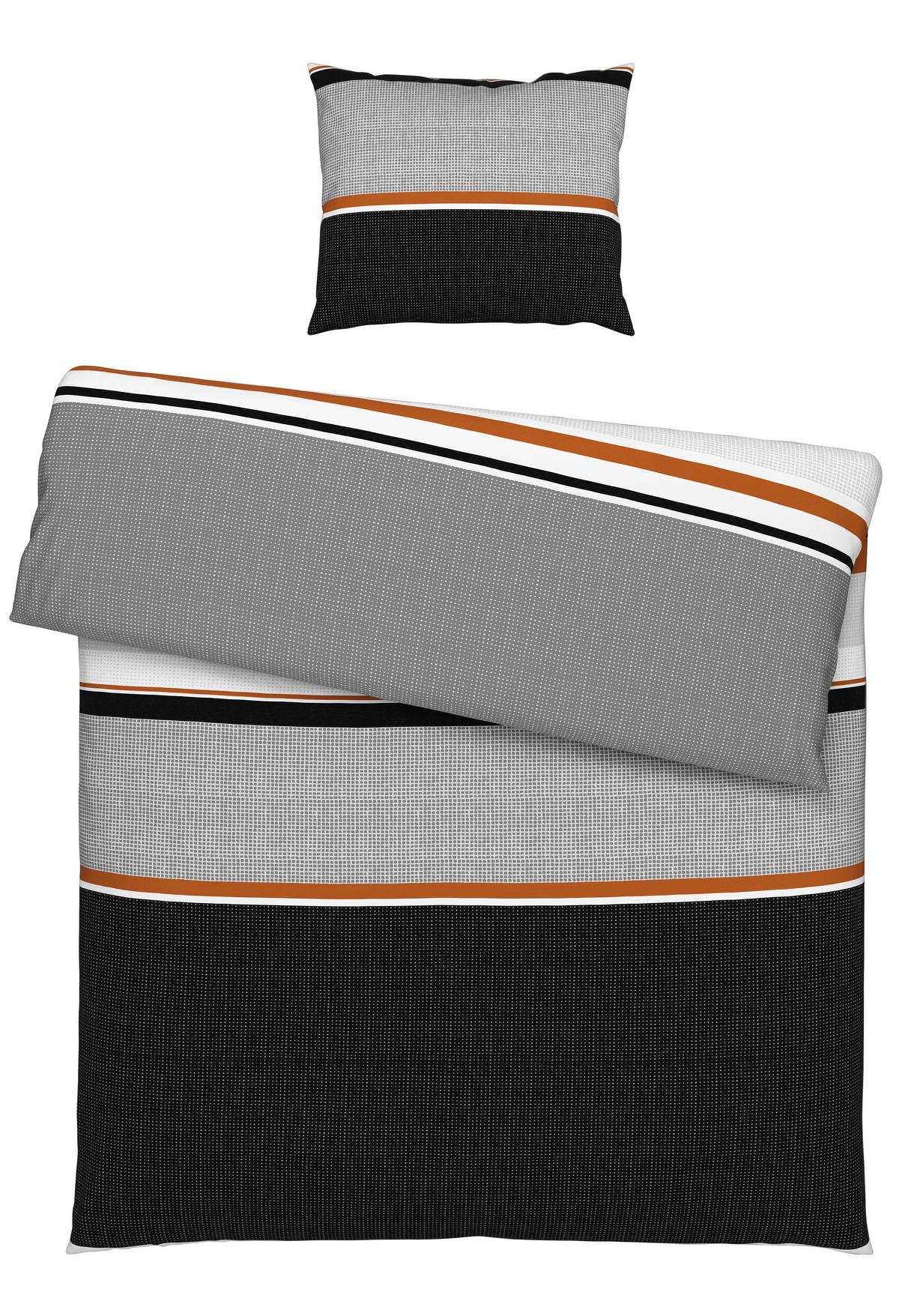 BETTWÄSCHESET DAVID - Beige/Schwarz, Natur, Textil (160/210cm) - Modern Living