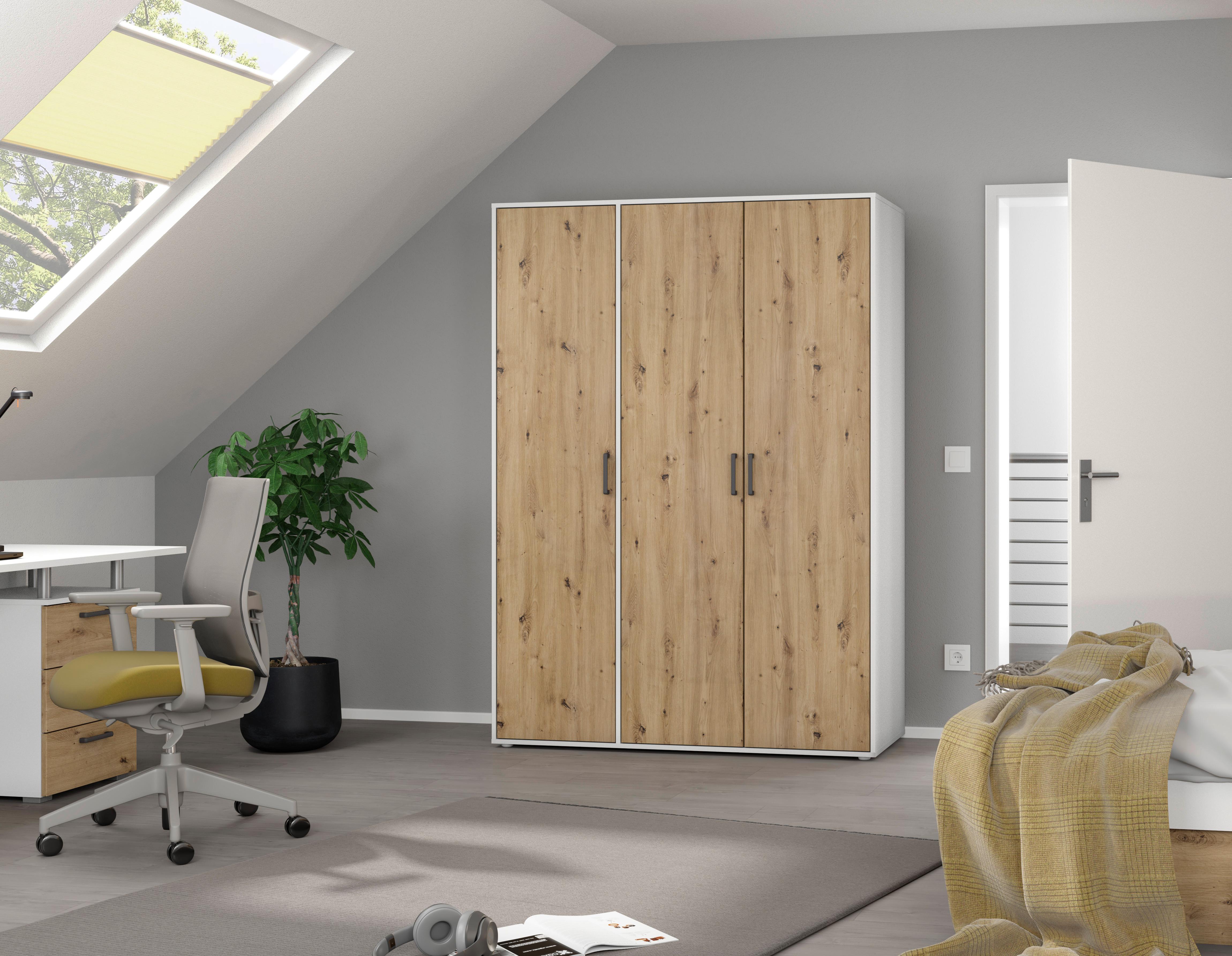 DULAP  USI ROTATIVE VOYAGER - alb/stejar Artisan, Modern, material pe bază de lemn (140/194/53cm) - Modern Living