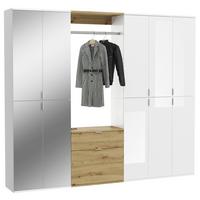 Garderobe Projekt X ca. 213x193 cm Eiche/Weiß - Weiß Hochglanz, KONVENTIONELL, Holzwerkstoff (213/193/34cm) - MID.YOU