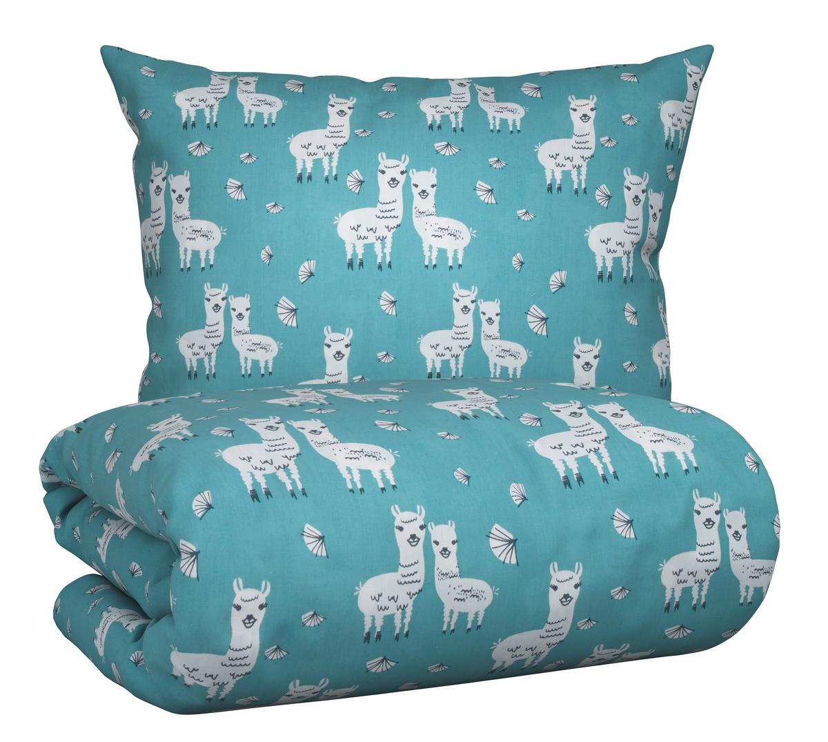 BETTWÄSCHESET LAMA - Türkis/Weiss, Konventionell, Textil (160/210cm) - Modern Living