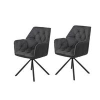 Armlehnstuhl-Set Inge 2er-Set Cord Anthrazit - Anthrazit/Schwarz, MODERN, Textil/Metall (58/88/63cm) - MID.YOU
