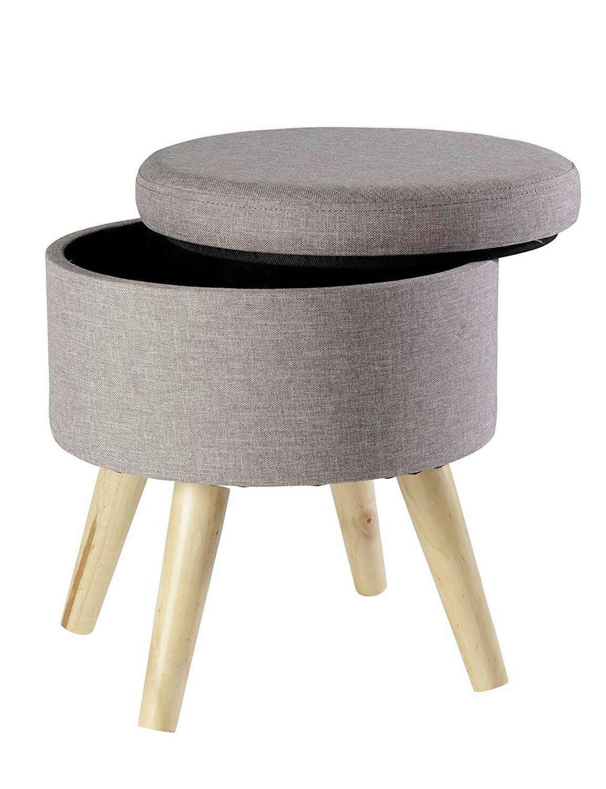 Hocker Max Grau mit Stauraum - Grau, Design, Holz/Textil (32,5/36/32,5cm) - Echtwerk
