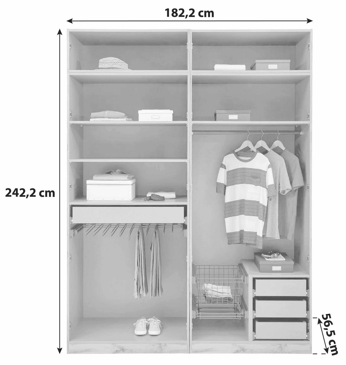 Otvoreni Ormar Unit - bijela/boje kroma, Moderno, drvni materijal/plastika (182,2/242,2/56,5cm) - Based