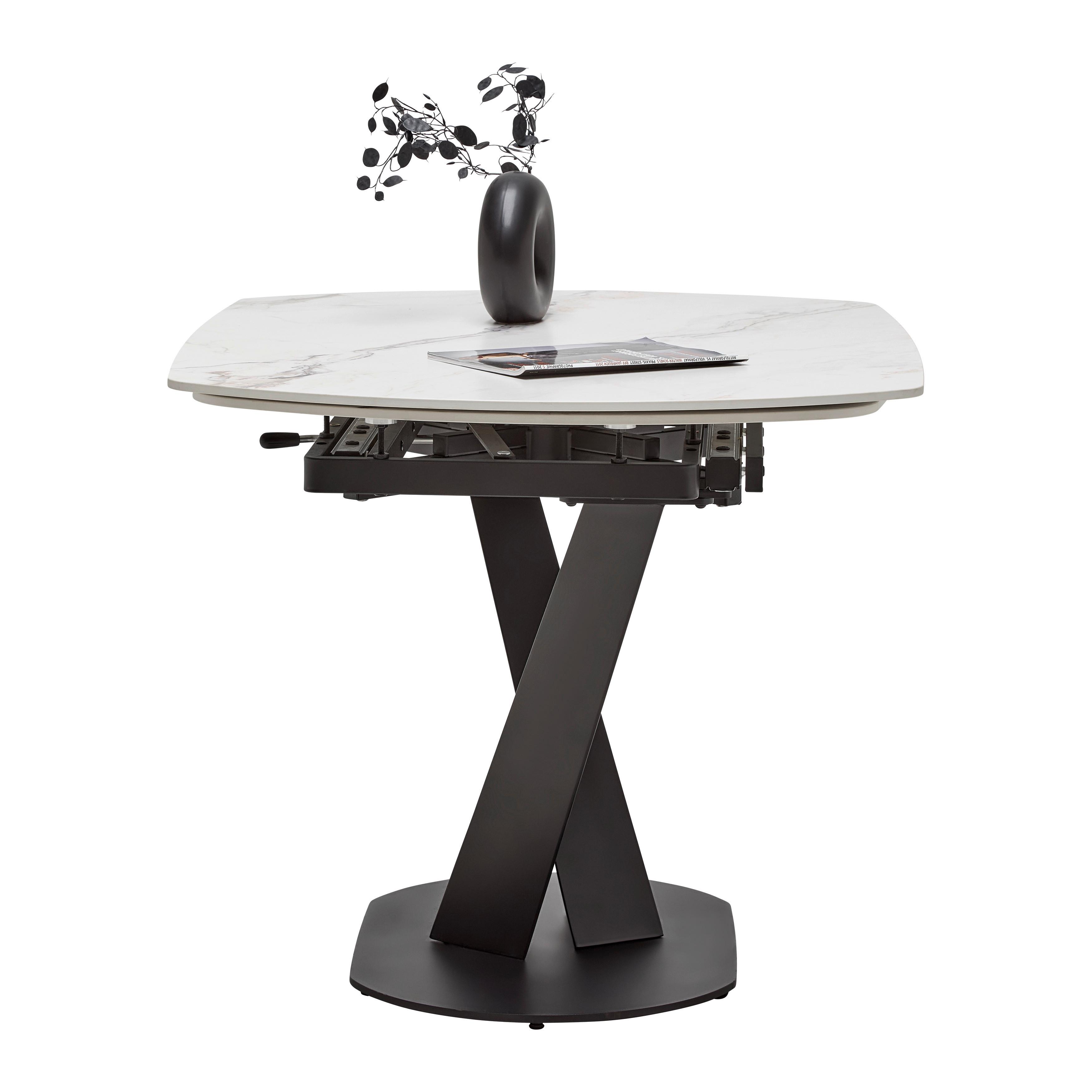 UTDRAGBART BORD NICOLAS - vit/svart, Modern, metall/sten (120-180/90/75-77cm) - Mömax
