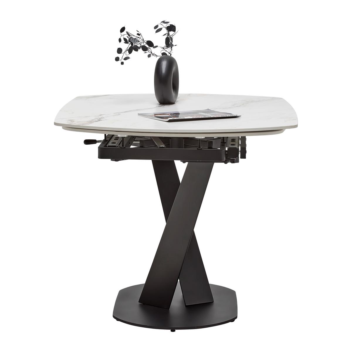 AUSZIEHTISCH NICOLAS - Weiss/Schwarz, Modern, Stein/Metall (120-180/90/75-77cm) - Mömax