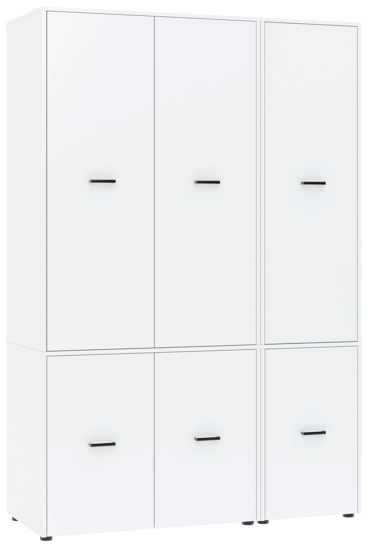 Kleiderschrank Kivo Weiß - Schwarz/Weiß, Basics, Holzwerkstoff/Kunststoff (135/199,6/52,1cm) - Based