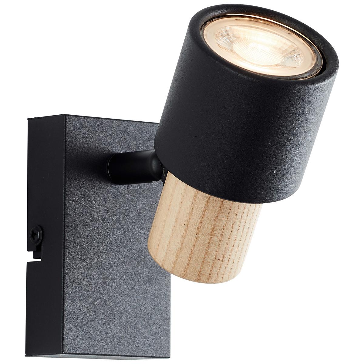 Strahler Pini WA 1 Schwarz/Holz max. 10 Watt - Basics, Holz/Metall (11,9/14,5/6cm) - Brilliant