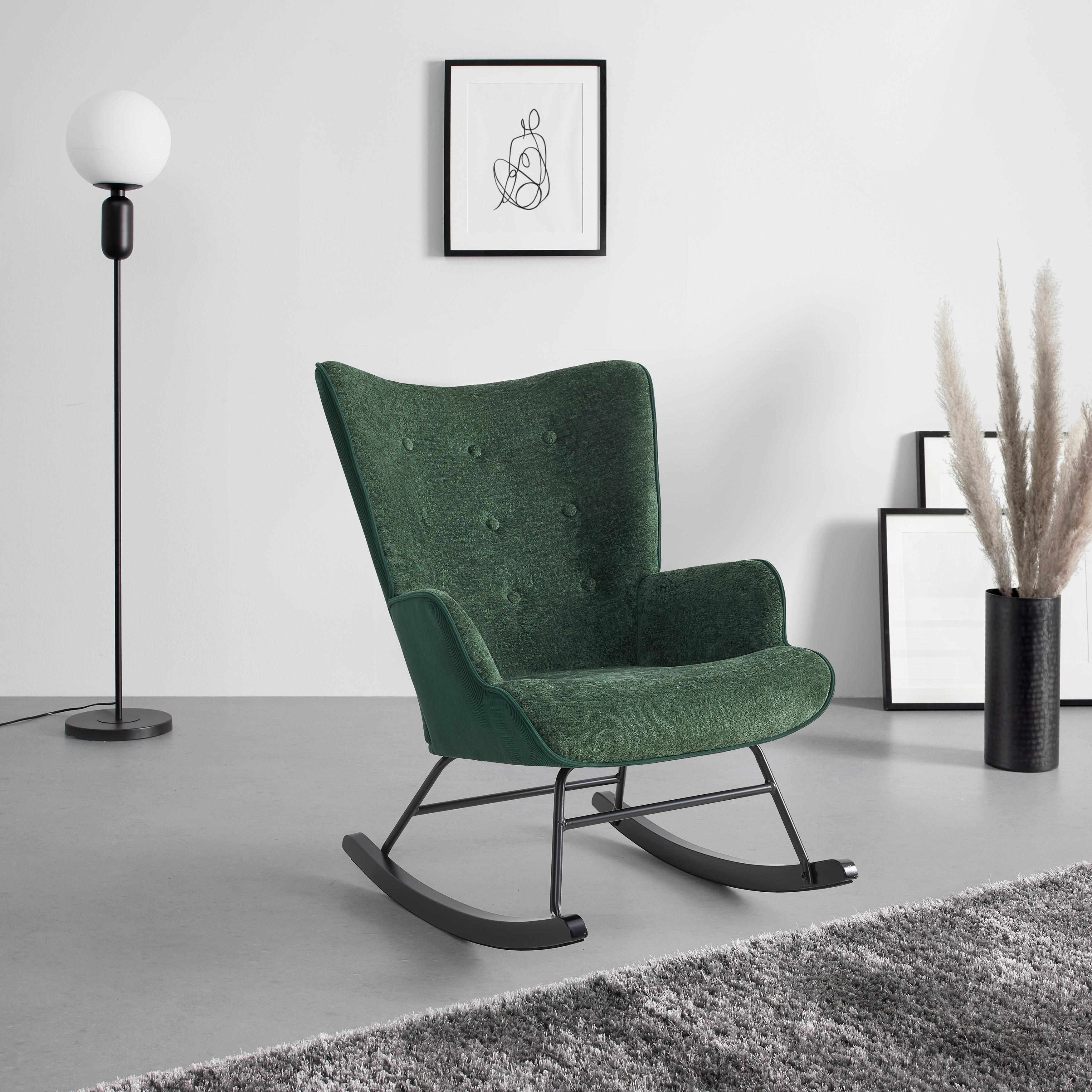 GUNGFÅTÖLJ ROCK - grön/svart, Modern, metall/trä (66/90/77cm) - Mömax