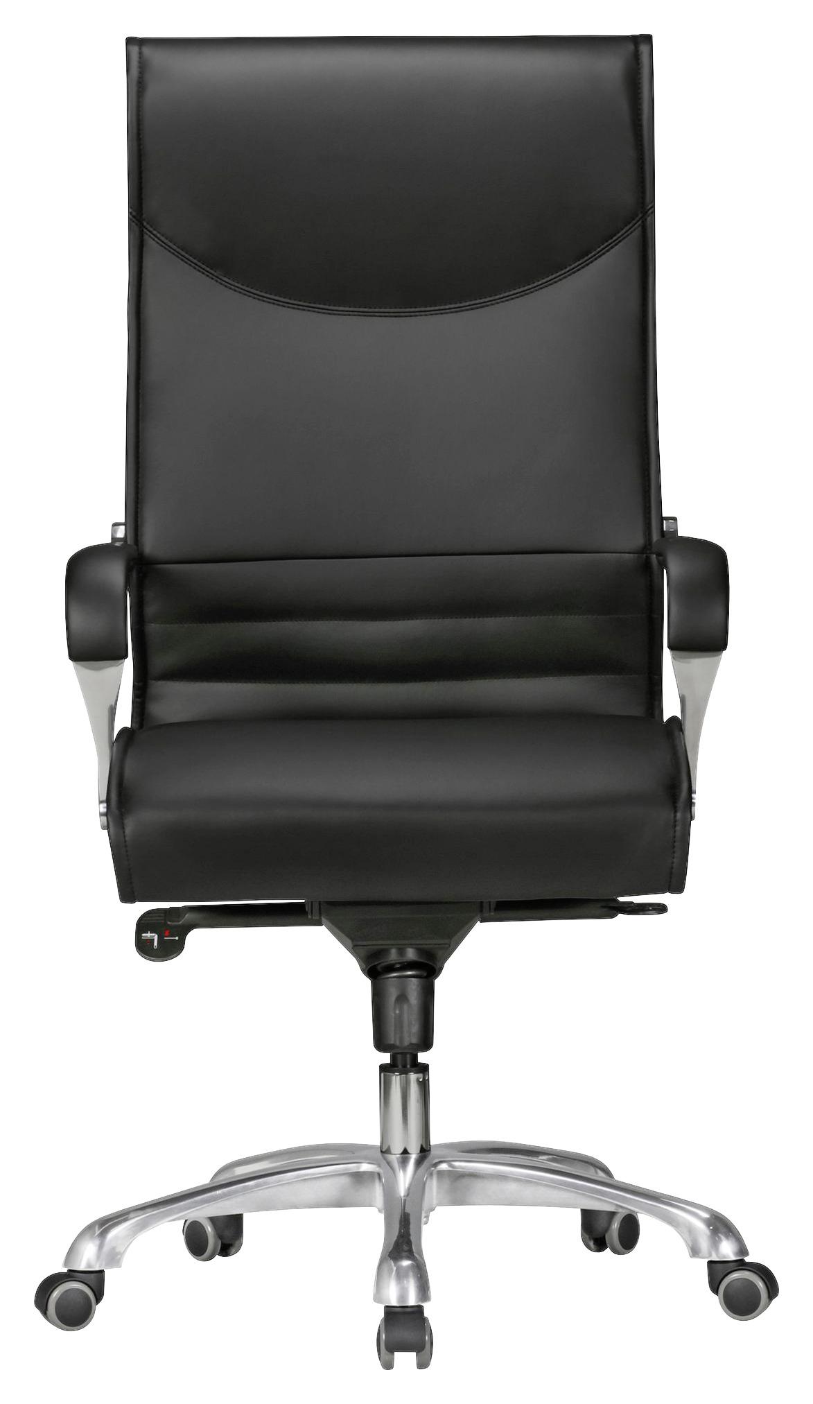 Chefsessel Bigboss Schwarz/Lederlook - Schwarz/Alufarben, KONVENTIONELL, Kunststoff/Textil (61/126/60cm) - MID.YOU