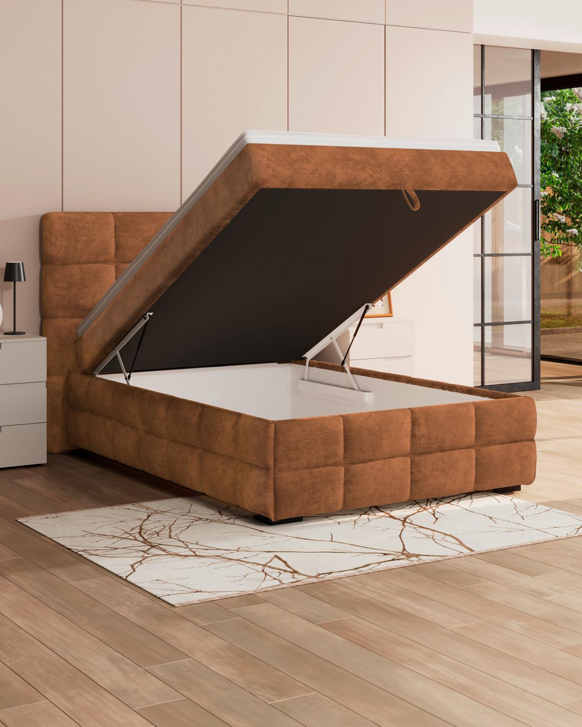 Box Krevet Vega - boje hrđe/bijela, Trend, tekstil/drvo (120/200cm) - Modern Living