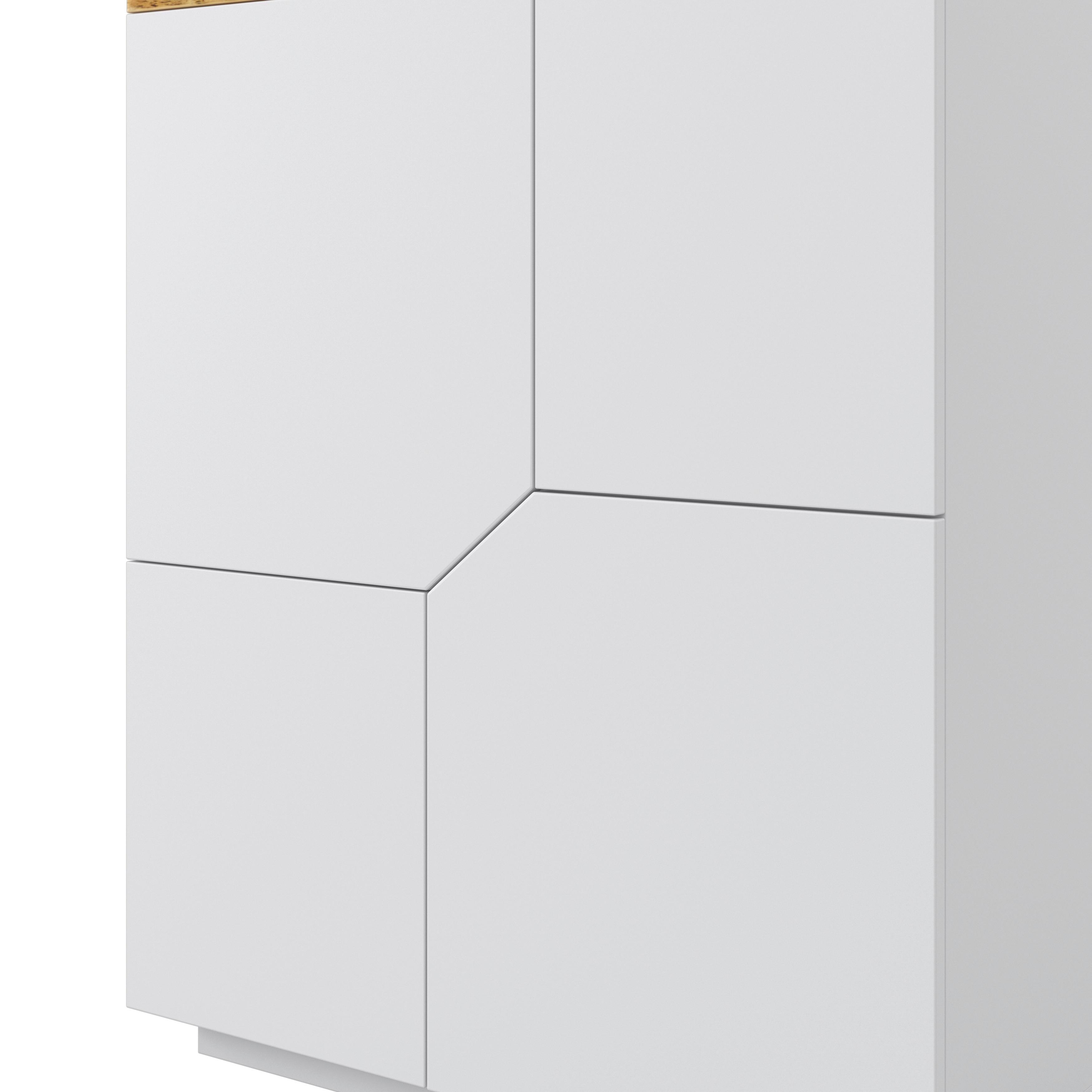 BYRÅ CARLOS - vit/ekfärgad, Modern, trä (100/122/42cm) - Bessagi Home