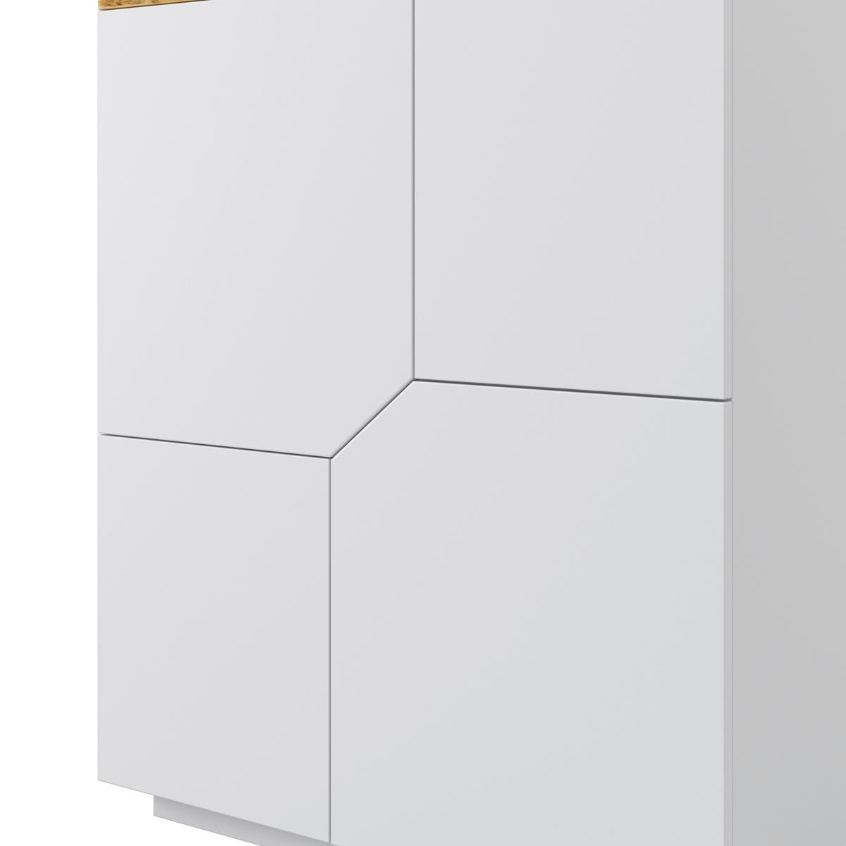 KOMMODE in weiss "Carlos" - Weiss/Eichefarben, Modern, Holz (100/122/42cm) - Bessagi Home