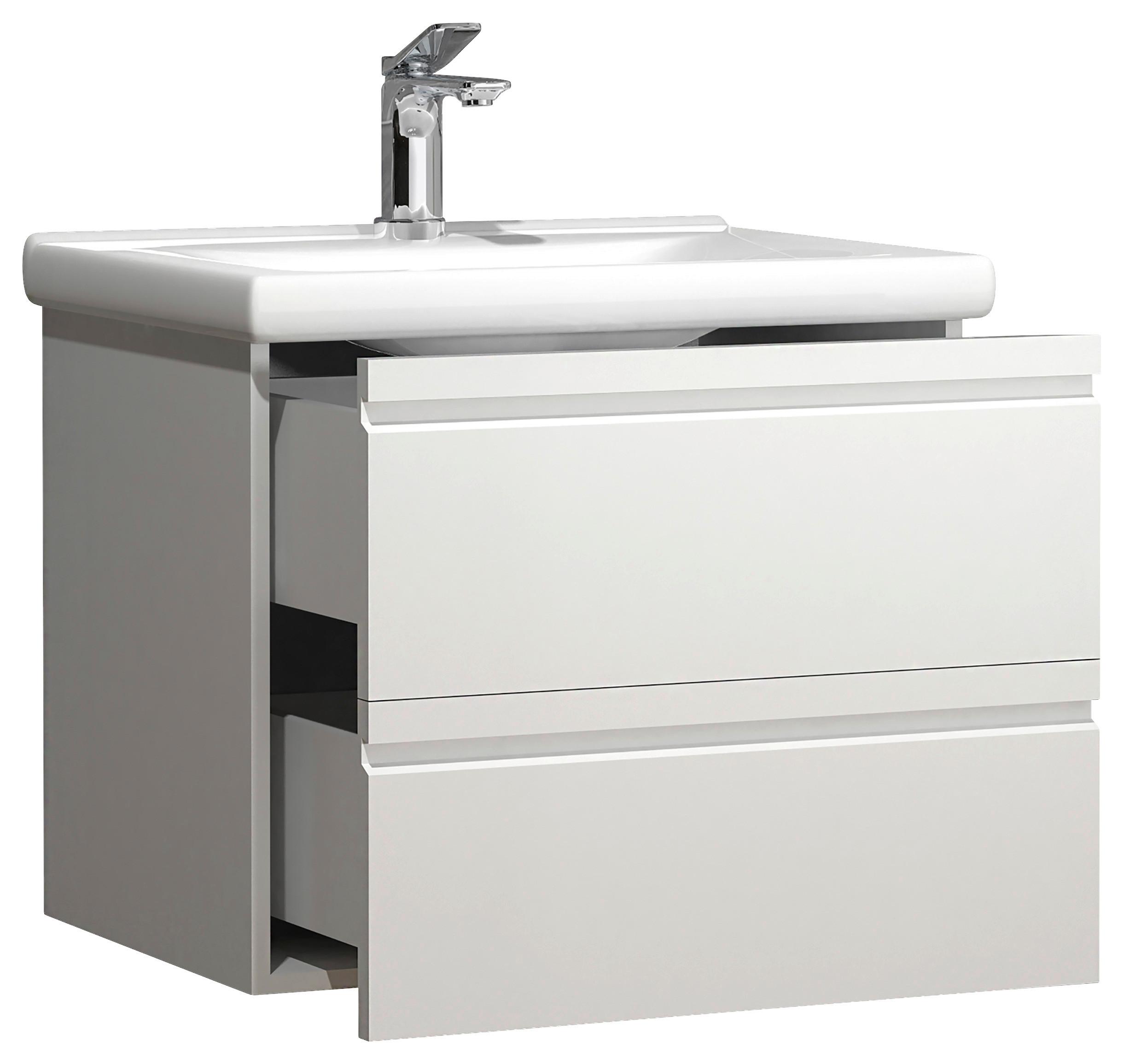 Kombiniran Umivalnik Silora L, Bela - bela, Moderno, leseni material/keramika (60cm) - MID.YOU