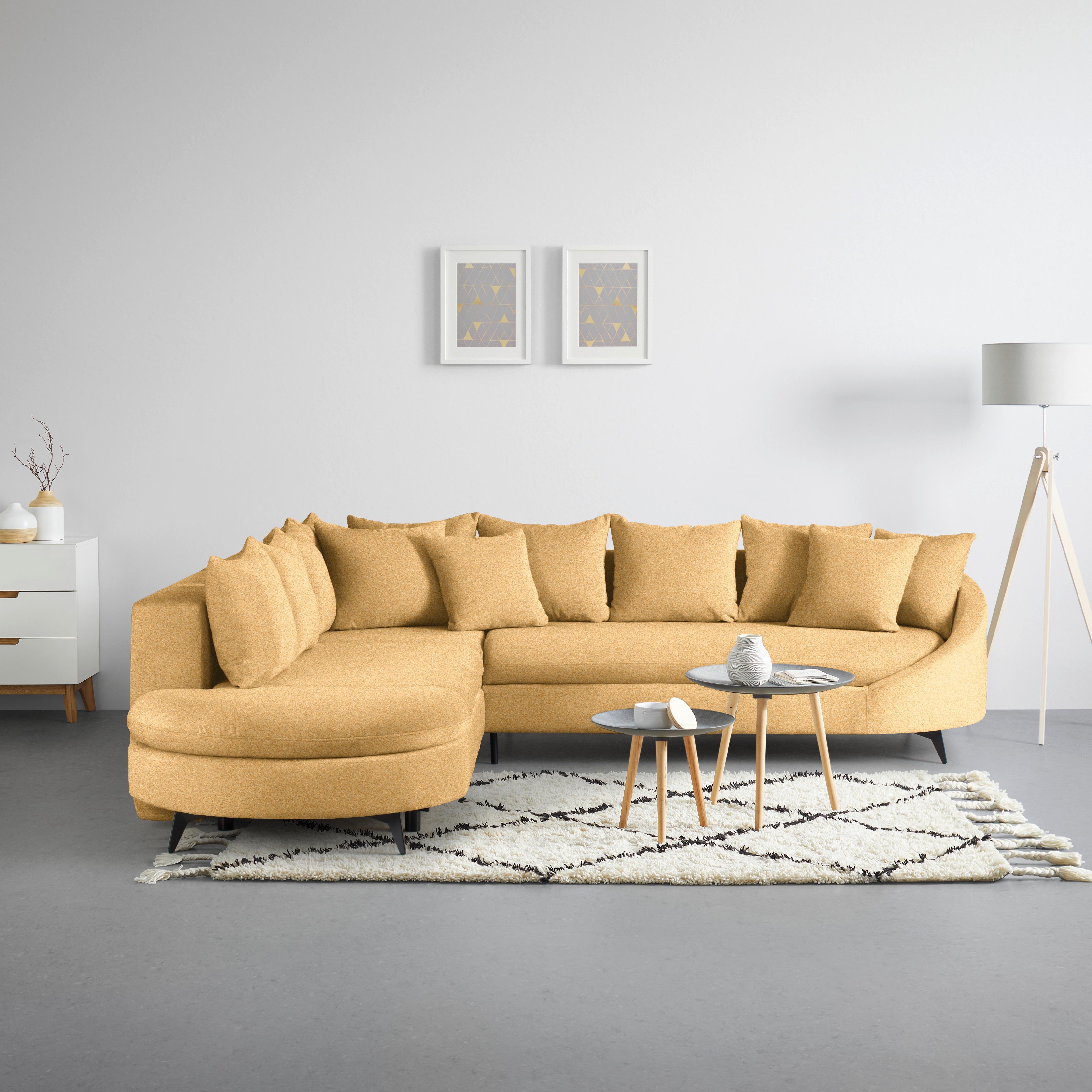 Ecksofa Axel Senfgelb - Senfgelb/Schwarz, MODERN, Textil/Metall (250/87/291cm) - Mömax