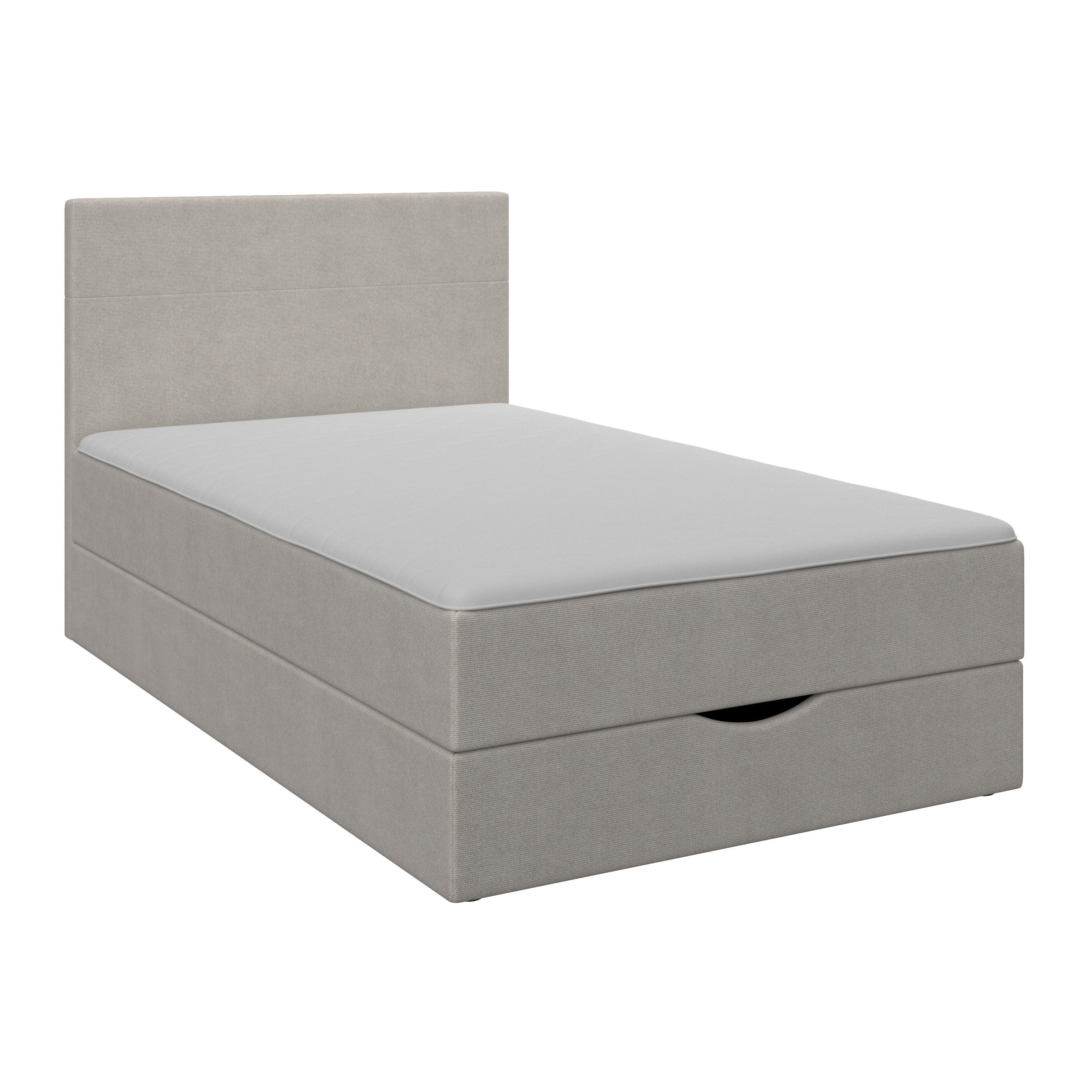 Boxbett Ace ca. 120x200 cm Hellgrau intgr. Topper - Hellgrau/Schwarz, MODERN, Holz/Kunststoff (120/200cm) - Bessagi Home