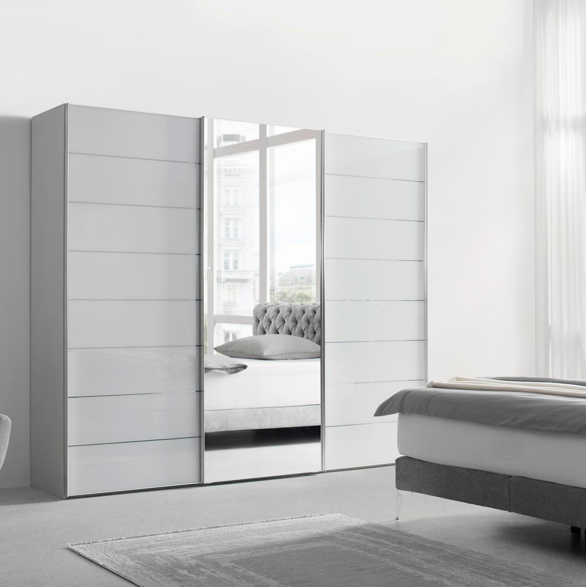 Schwebetürenschrank Sonate Como Grau - Chromfarben/Grau, Glas/Holzwerkstoff (298/240/68cm) - Premium Living