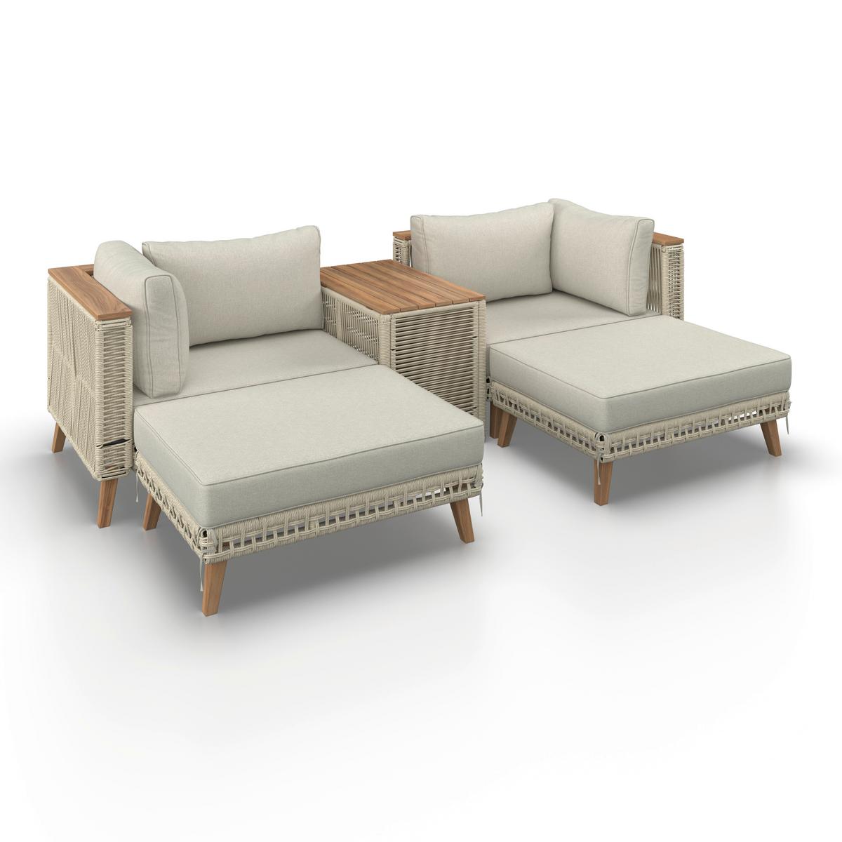 Lounge Garnitura Marilou, 3-Delno, Svetlo Siva - svetlo siva, Moderno, kovina/umetna masa - Bessagi Garden