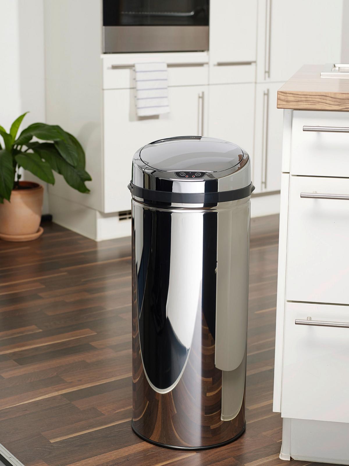 Coș gunoi Sensor cca. 42 l - argintiu/negru, Trend, plastic/metal (31/31/79,5cm) - Echtwerk