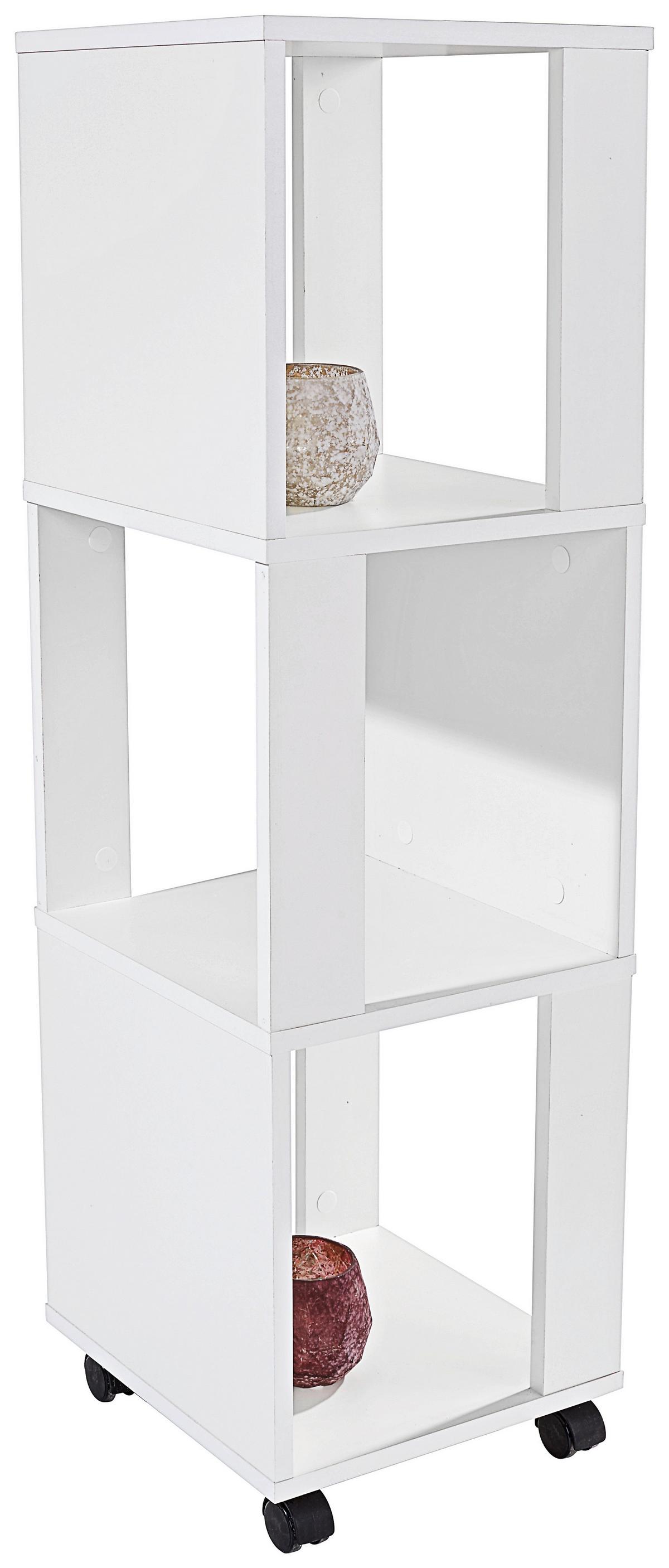 Görgős Polc Fehér Színben Rolly 2 - fehér, Modern, műanyag/faalapú anyag (34/111/34cm)