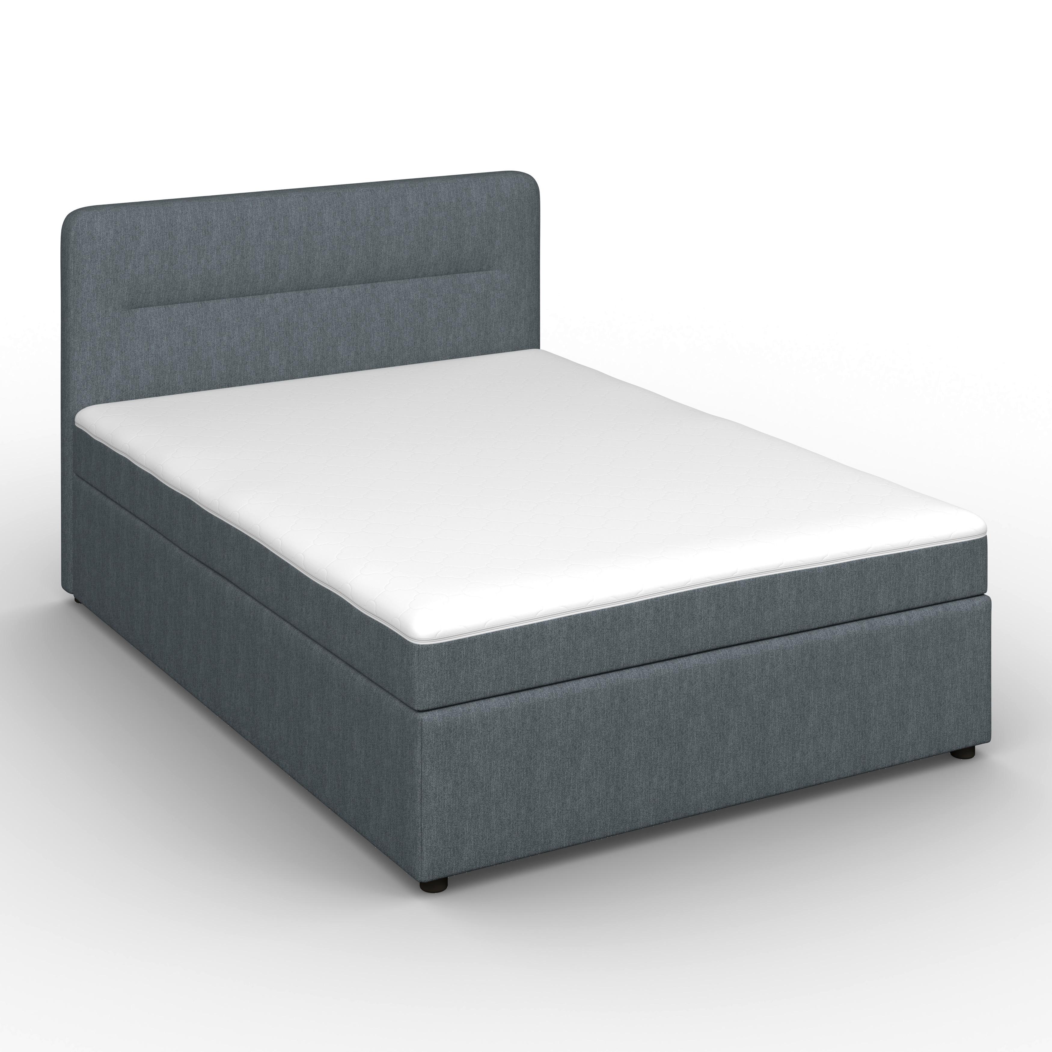 BOXSÄNG MARCO - Graublau/svart, Modern, trä/textil (140/200cm) - Bessagi Home
