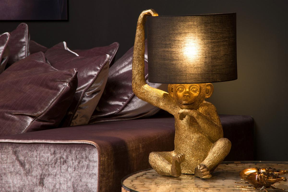 Tischleuchte 10502/81/30 Extravaganza Chimp - Goldfarben/Schwarz, Trend, Kunststoff/Textil (30/30/45cm) - Lucide
