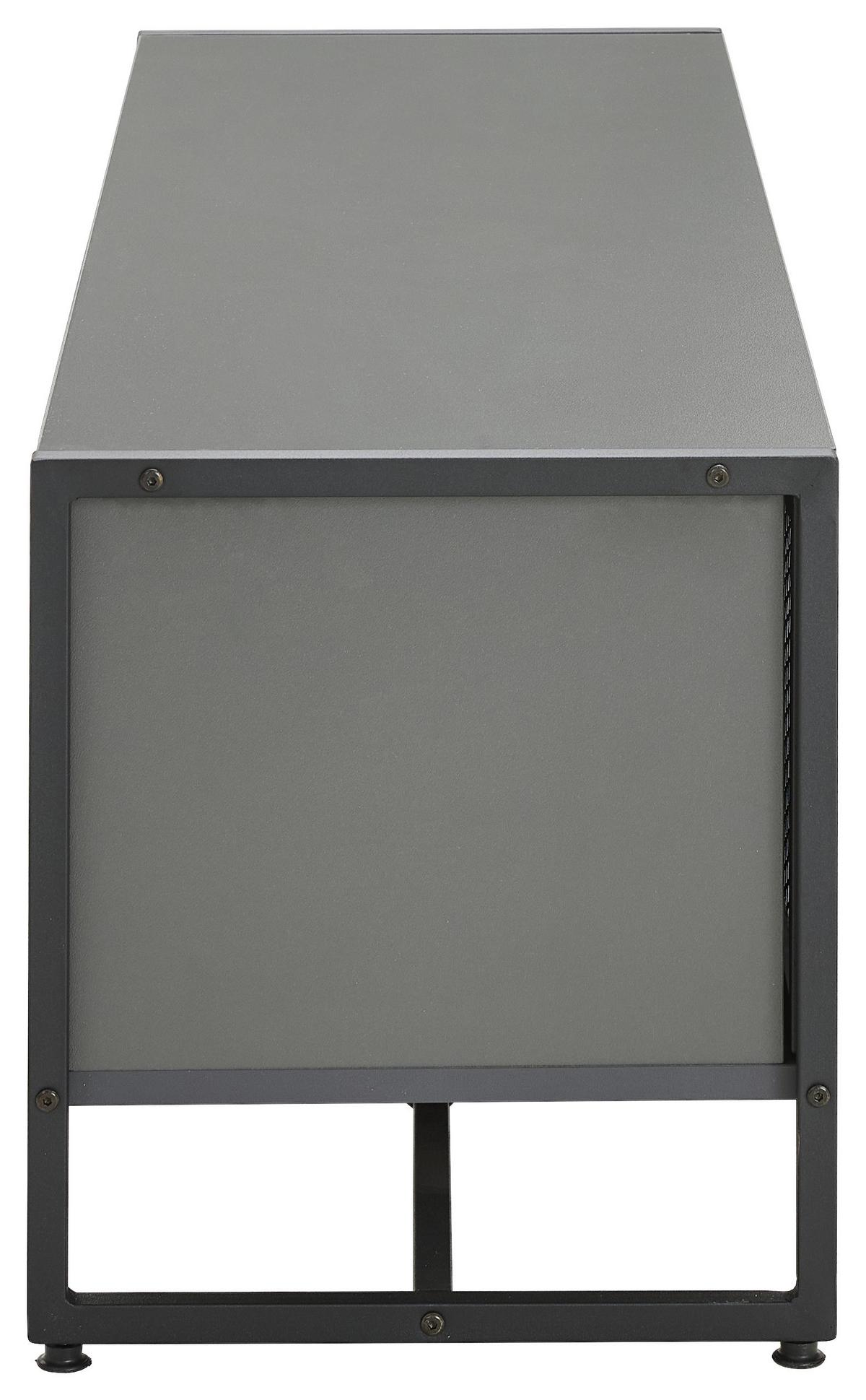 KOMODA NISKA MELA LOWBOARD - antracytowy/czarny, Modern, materiał drewnopochodny/metal (132/46/41cm) - P & B