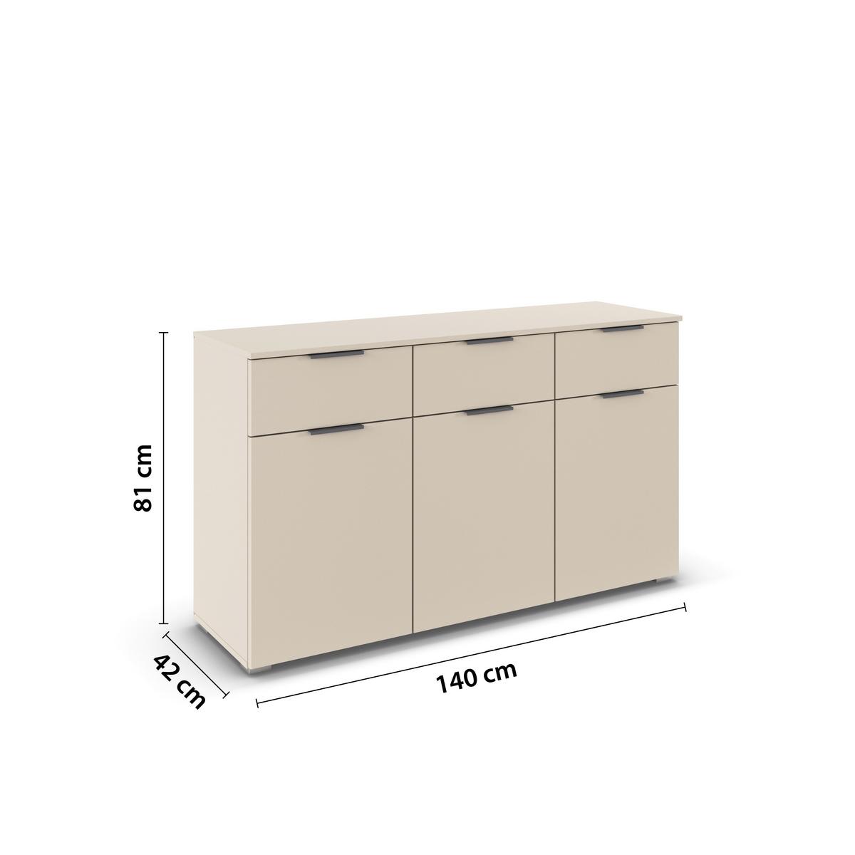 Komoda Alabama - boje šampanjca/boje aluminija, Moderno, drvni materijal (140/81/42cm) - Modern Living