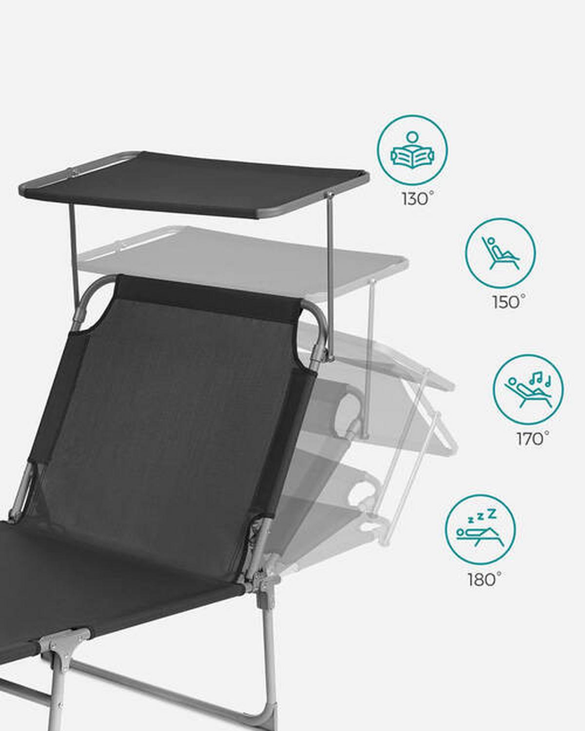 Sonnenliege Großer Liegesessel Grau - Grau, Basics, Textil/Metall (71/38/200cm) - Modante